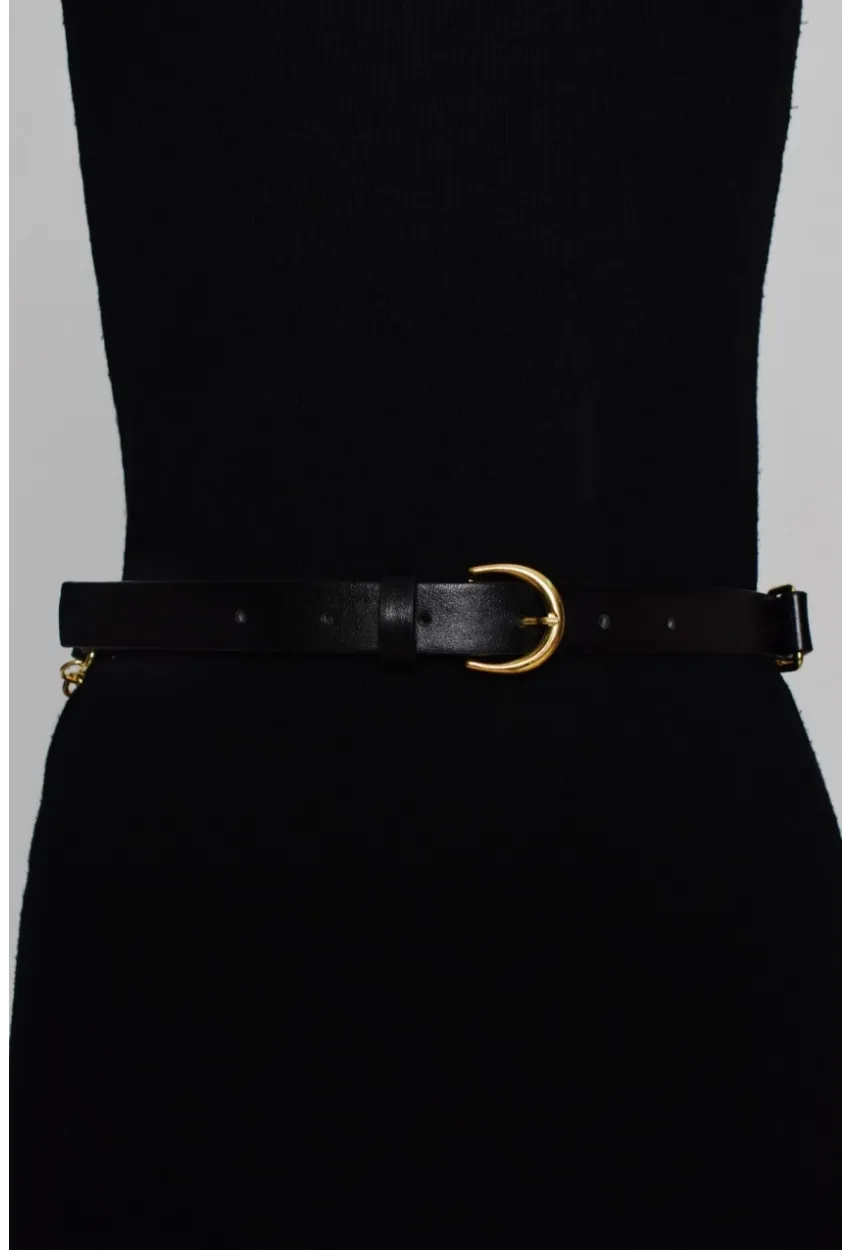 Kadın Siyah Gold Önü Zincirli Kemer BE309