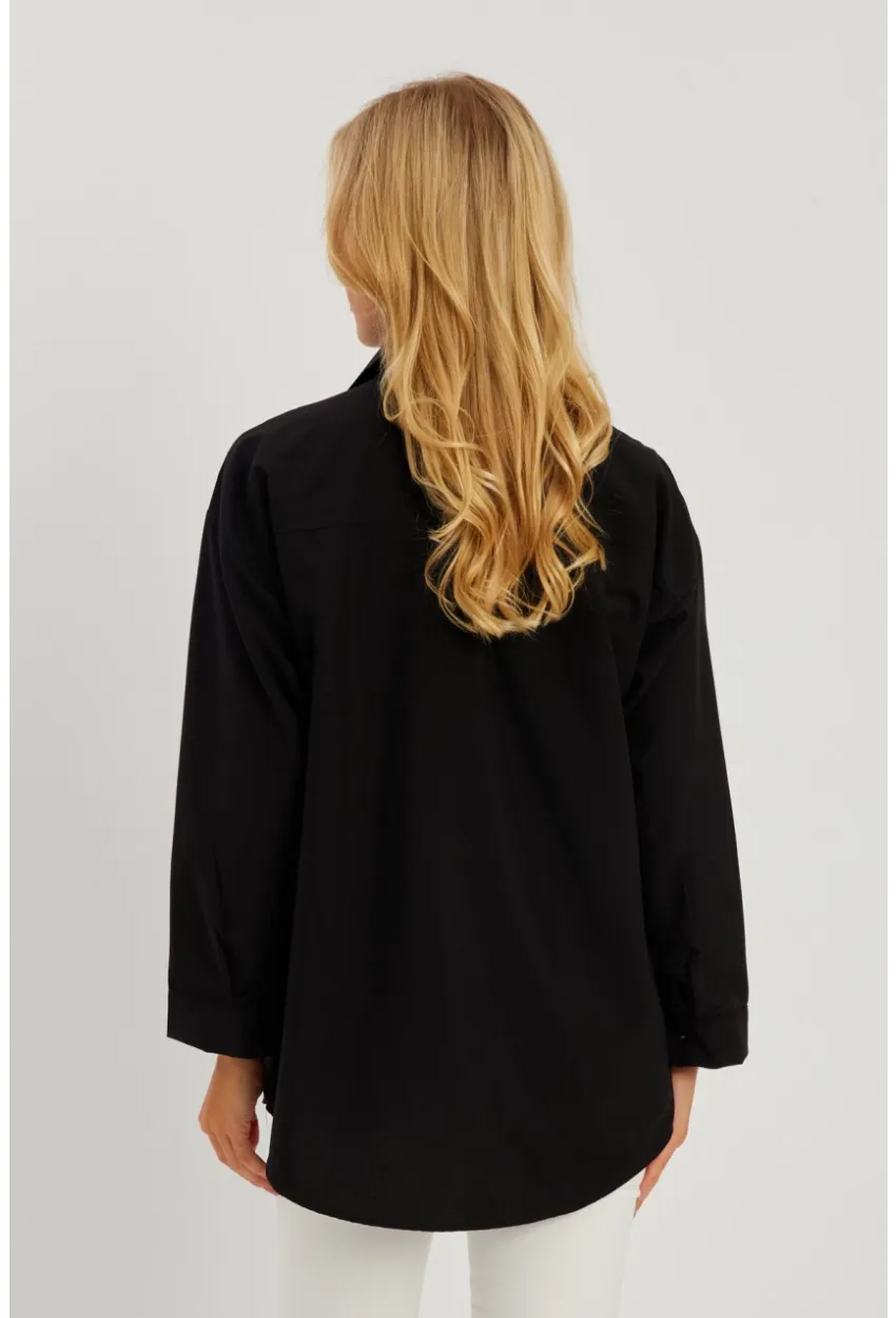 Kadın Siyah Gömlek Q987