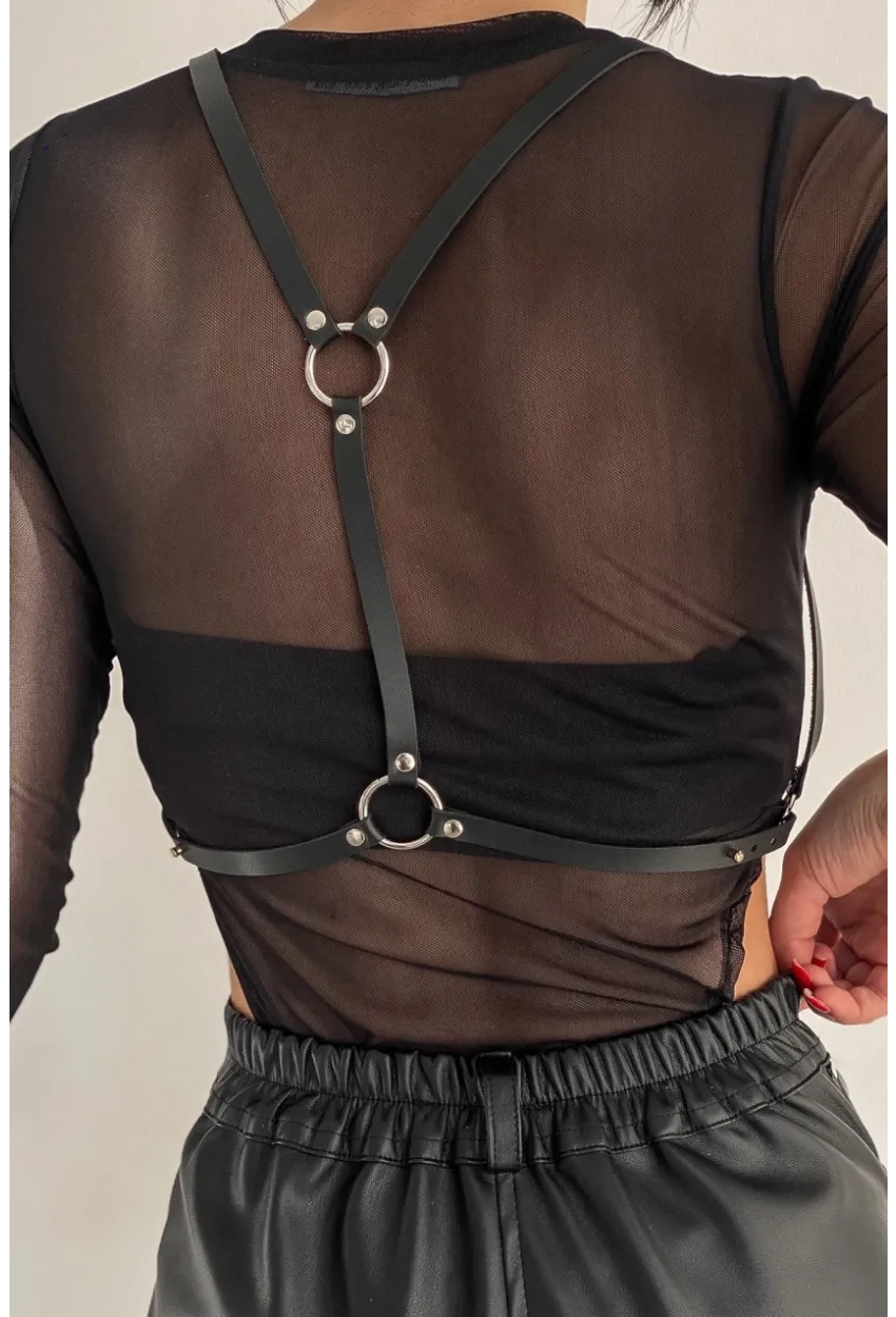 Kadın Siyah Halkalı Salopet BE626