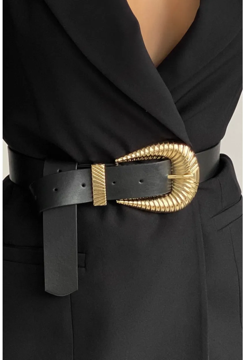 Kadın Siyah İstiridye Tokalı Kemer BE613