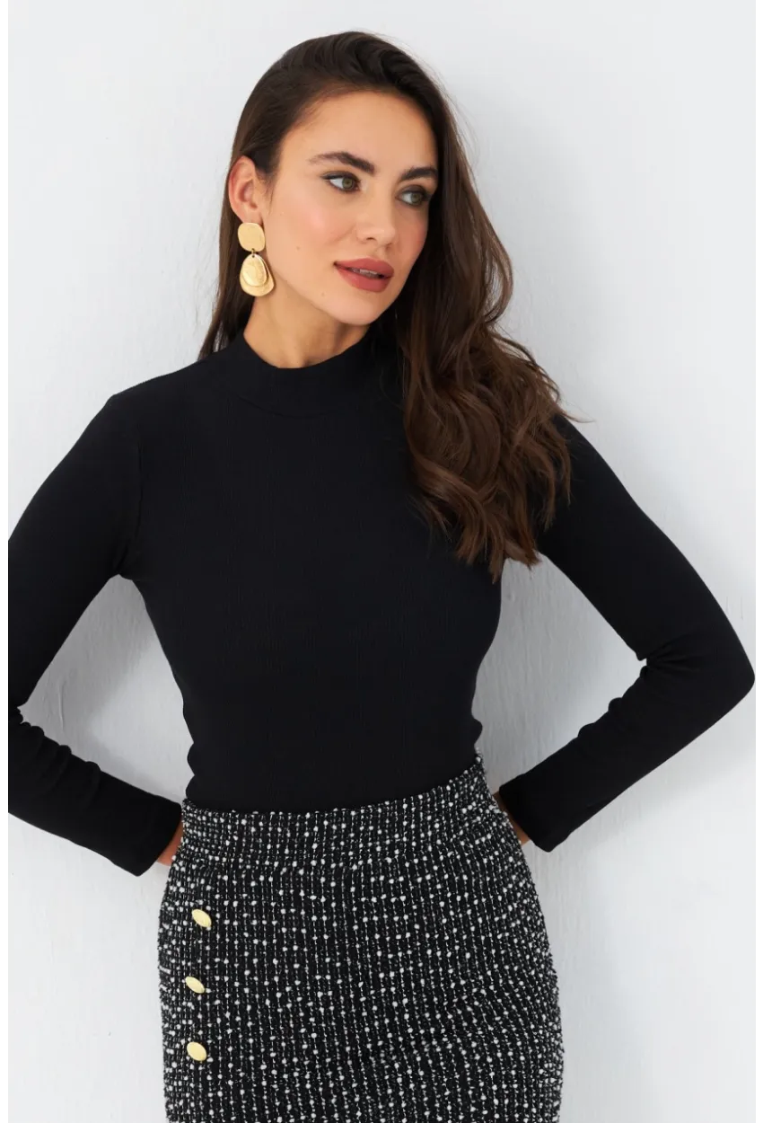 Kadın Siyah Kaşkorse Basic Bluz AYD389