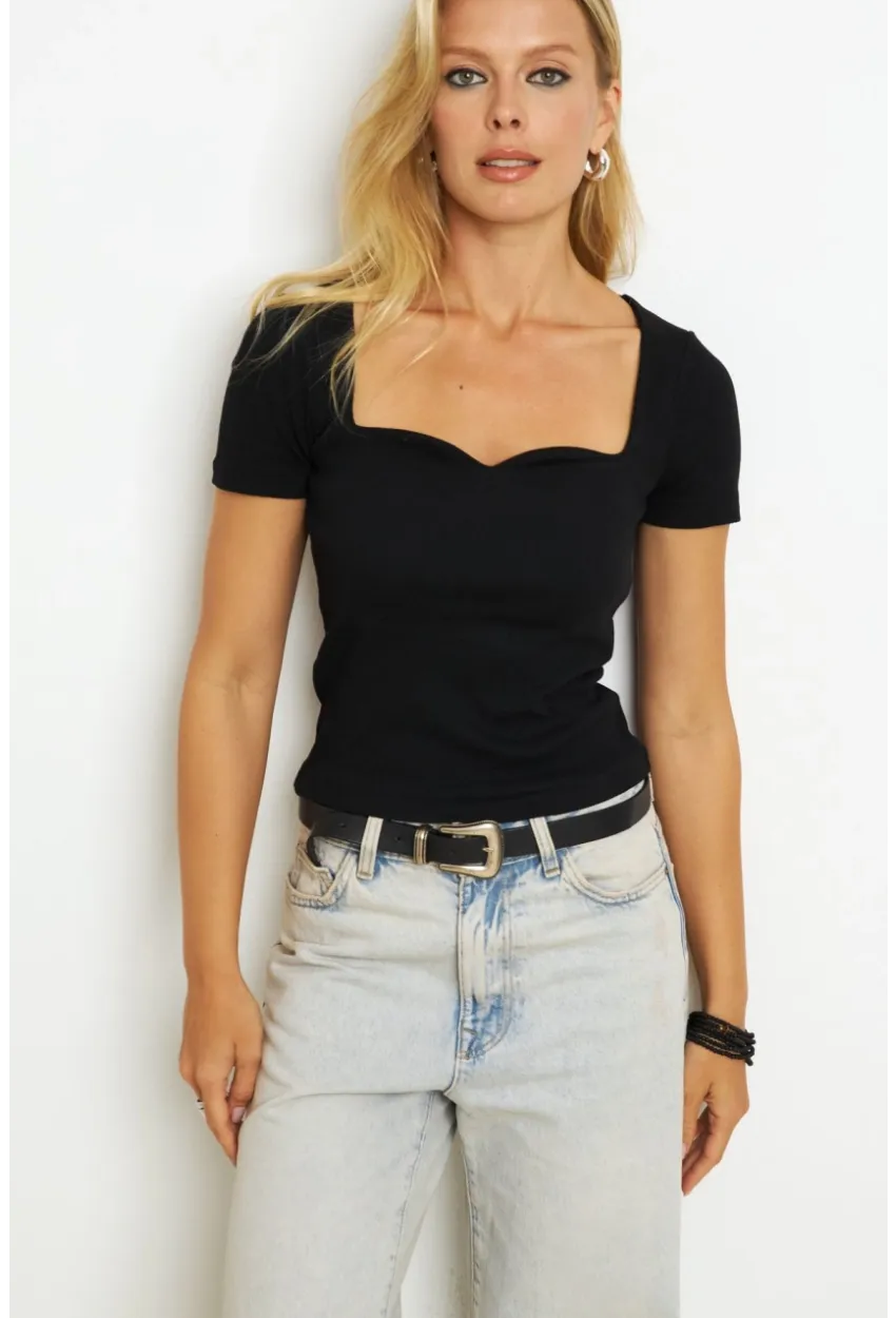 Kadın Siyah Kaşkorse Bluz AYD325