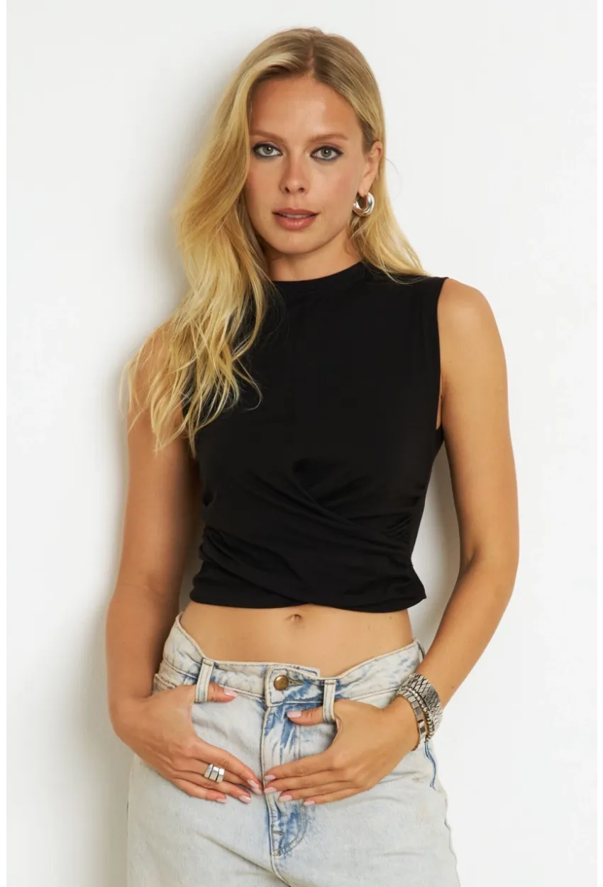 Kadın Siyah Kruvaze Bluz YZ1105