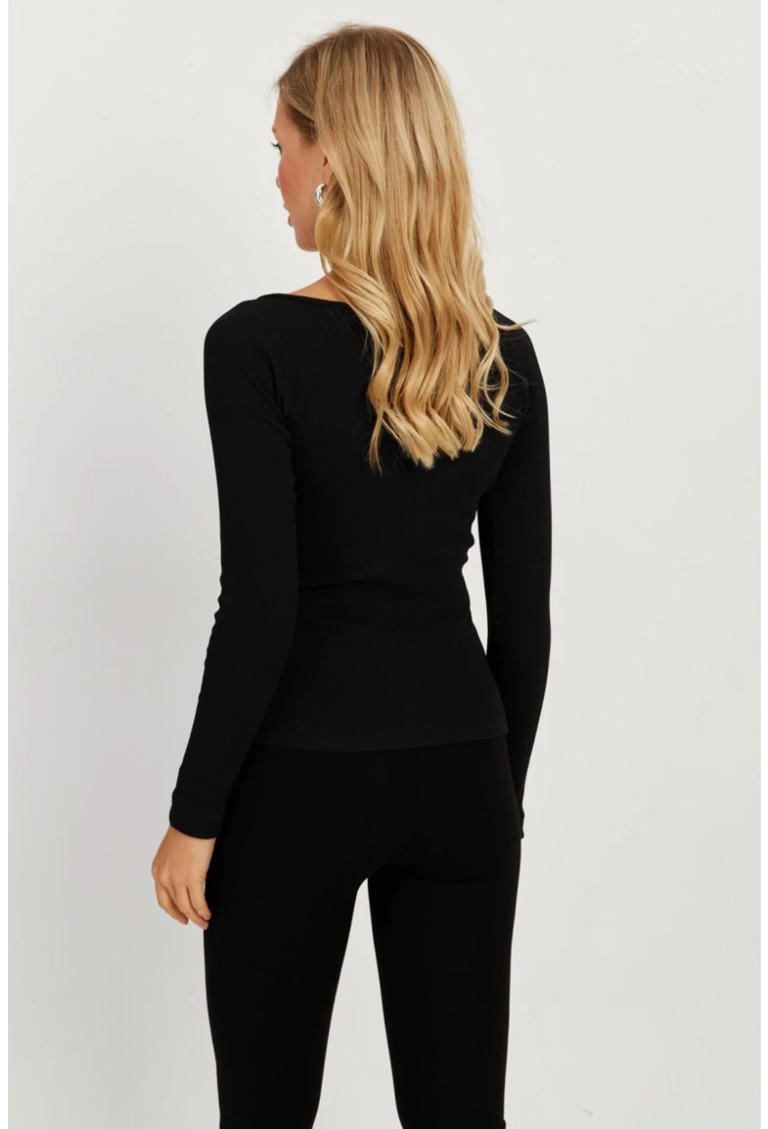 Kadın Siyah Kruvaze Kaşkorse Bluz EY2718