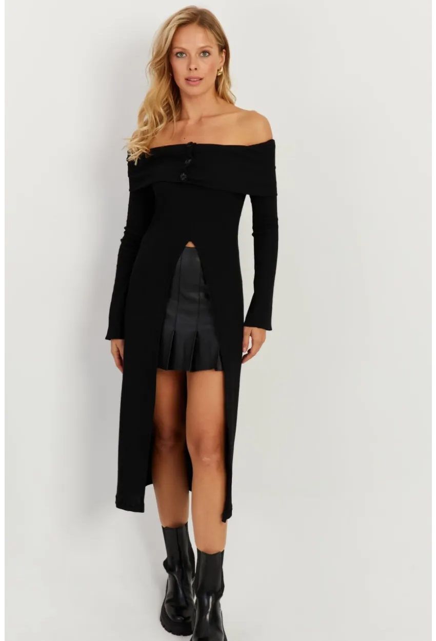 Kadın Siyah Madonna Yaka Tunik EY2710