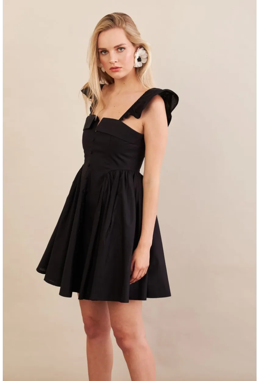 Kadın Siyah Midi Dokuma Elbise PSG1010