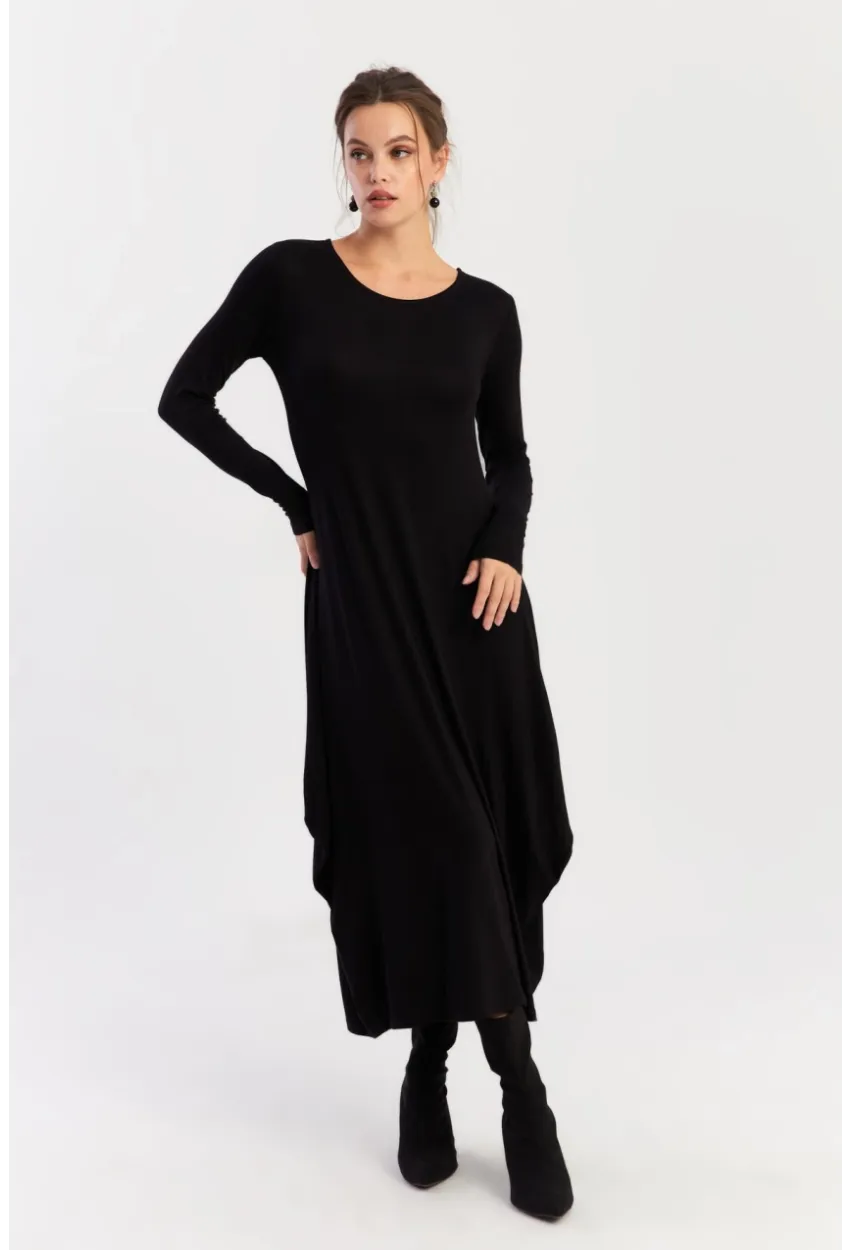 Kadın Siyah Midi Elbise LPP1272