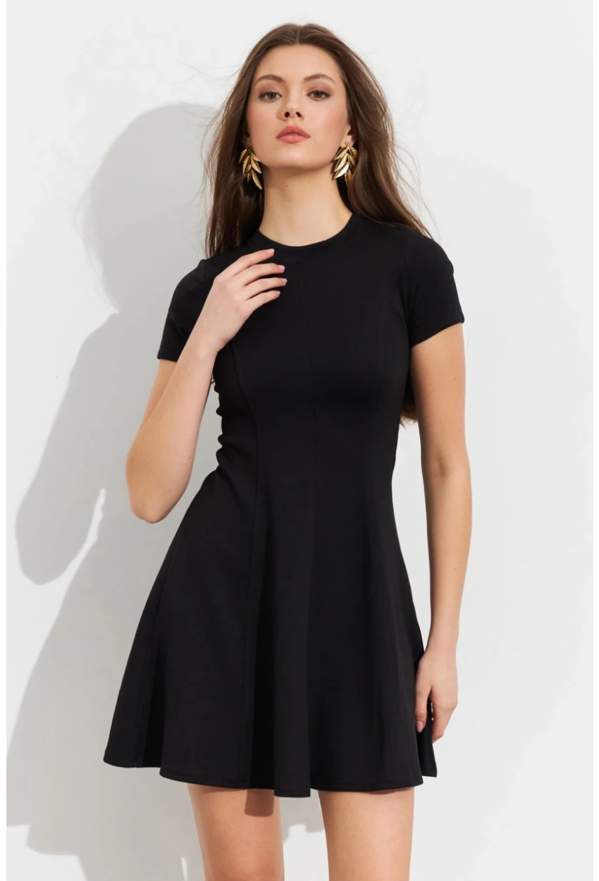 Kadın Siyah Mini Çan Elbise DMR456