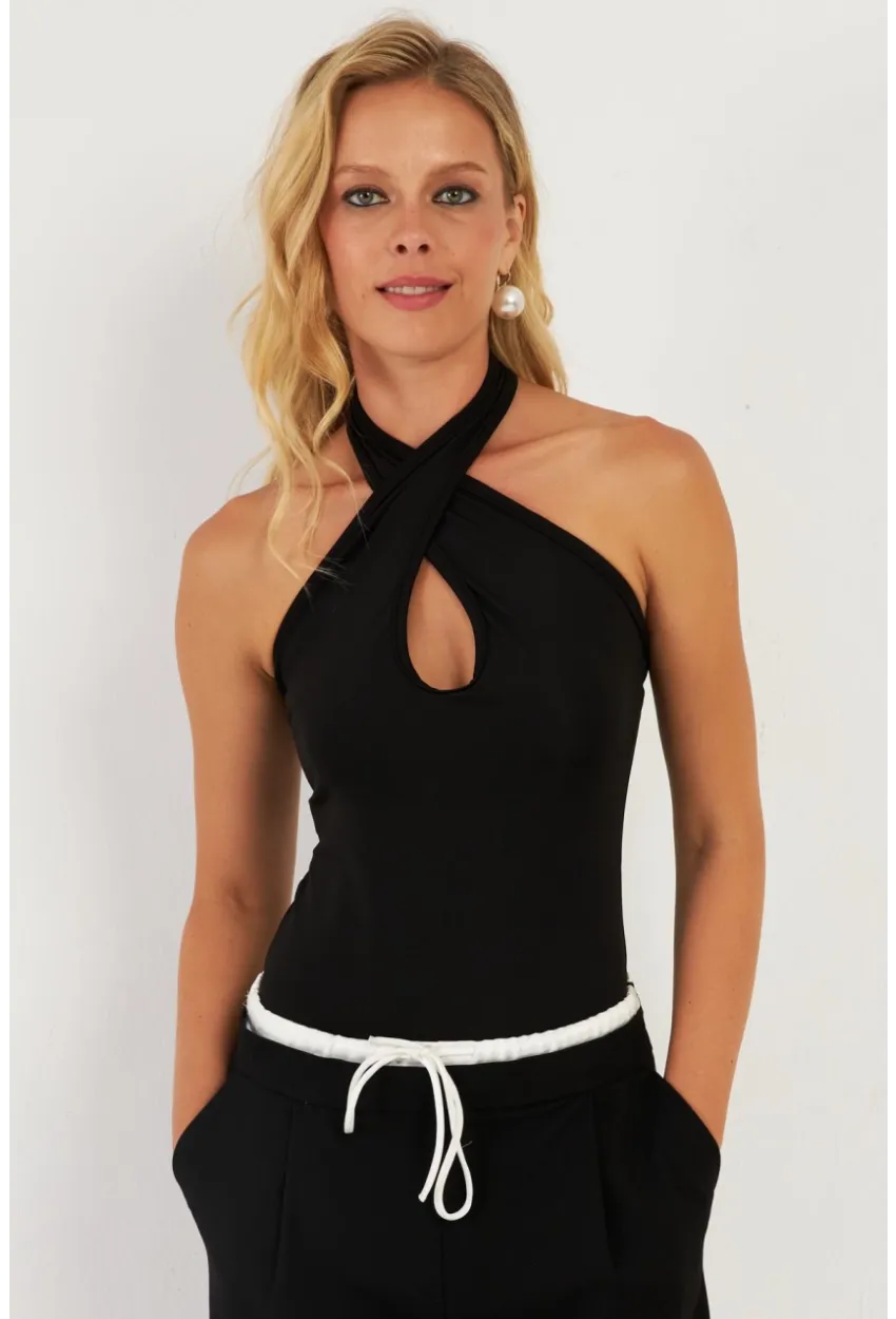 Kadın Siyah Önü Damla Bluz EY2848