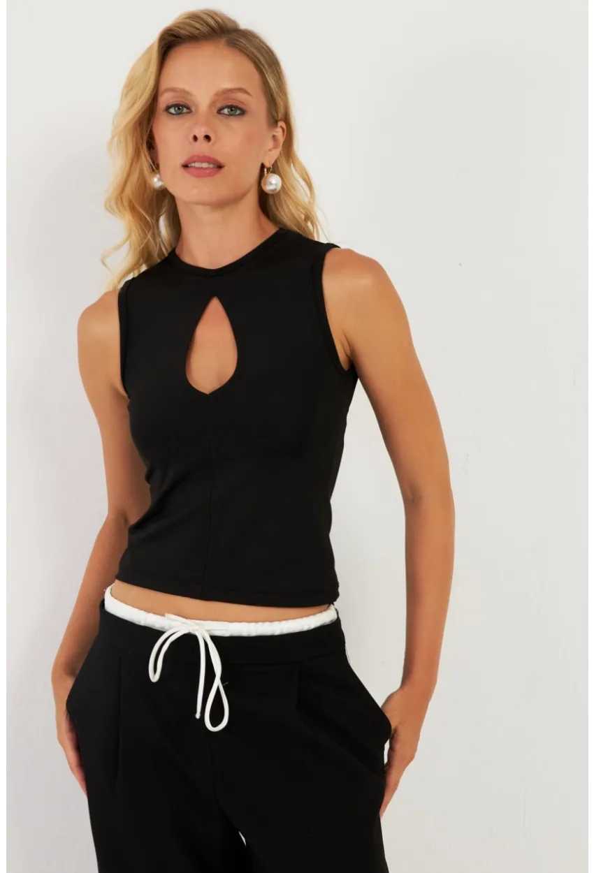 Kadın Siyah Önü Damla Bluz EY2850