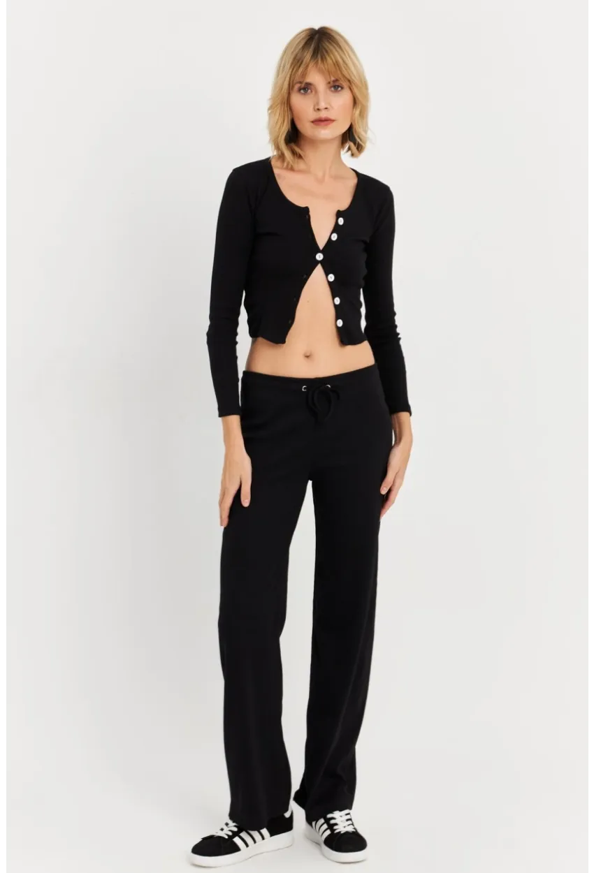 Kadın Siyah Palazzo Eşofman Altı ALB6011