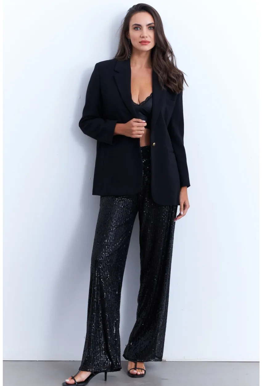 Kadın Siyah Payetli Pantolon SHR8
