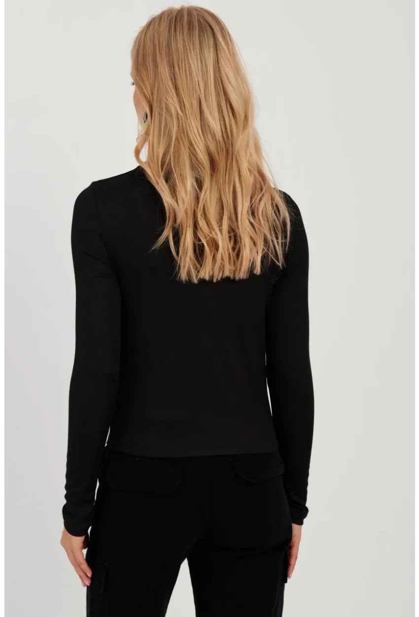 Kadın Siyah Pencereli Bluz LPP1256