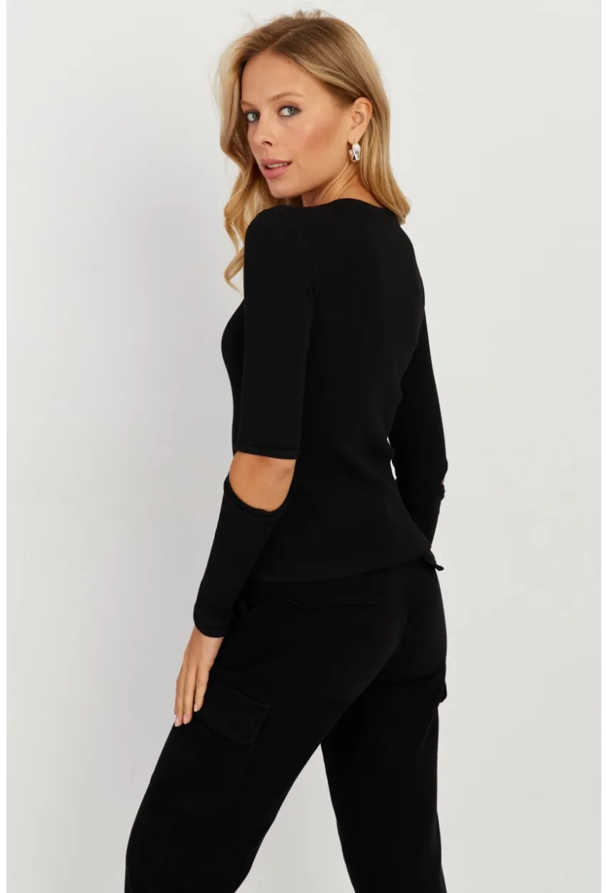 Kadın Siyah Pencereli Kaşkorse Bluz EY2715