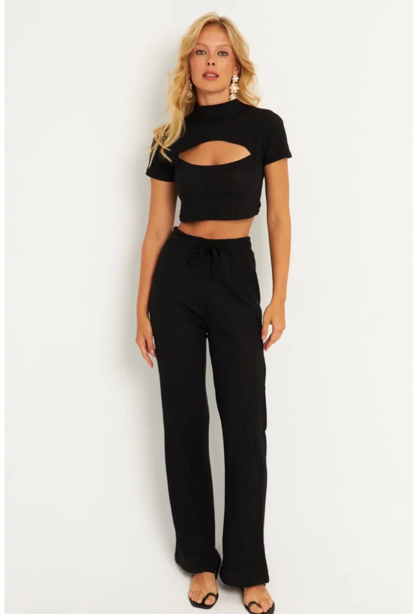 Kadın Siyah Pencereli Takım XL2017
