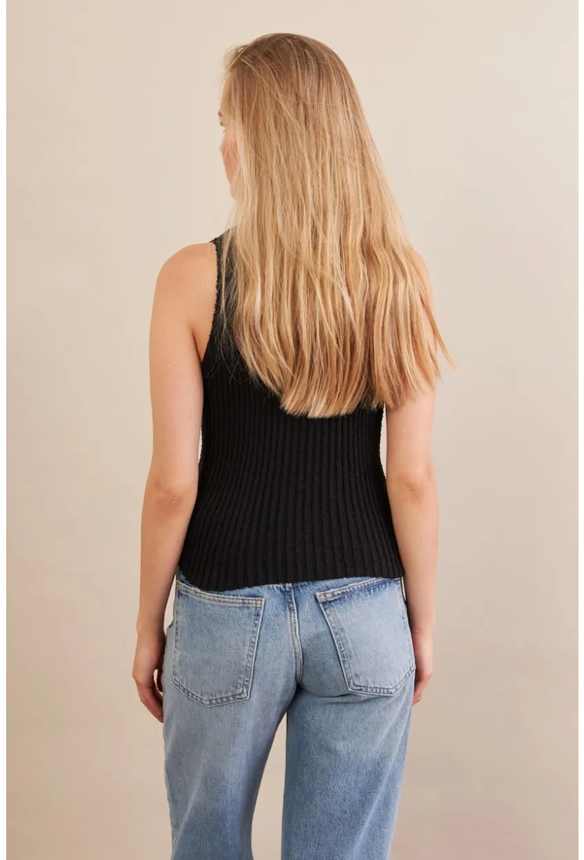 Kadın Siyah Polo Yaka Yumoş Yelek ZH050