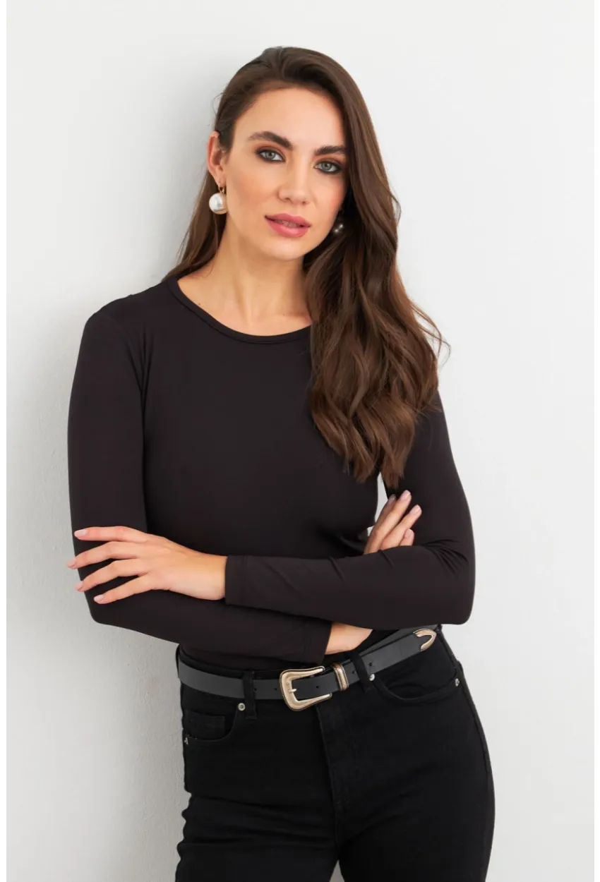 Kadın Siyah Sırt Pencereli Bluz EY3024