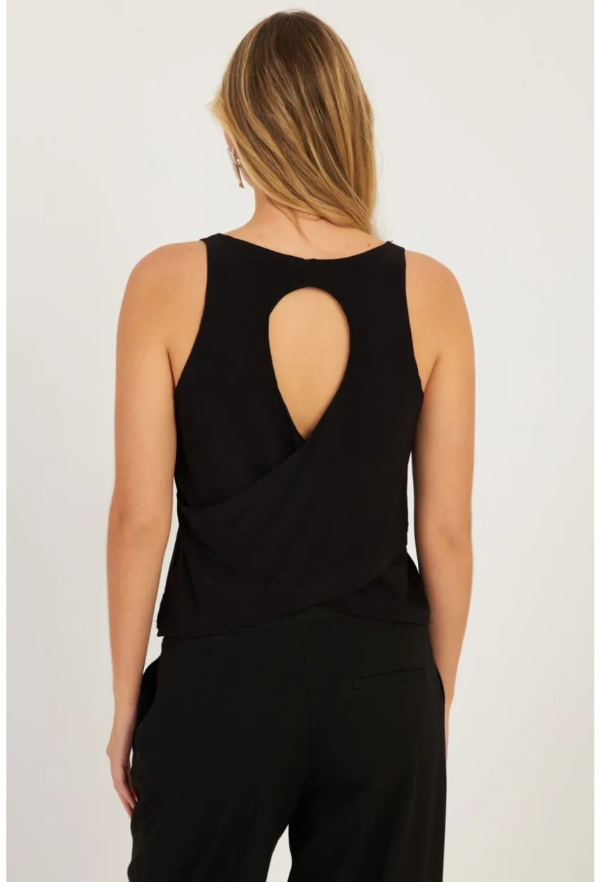 Kadın Siyah Sırtı Çapraz Bluz YZ1029