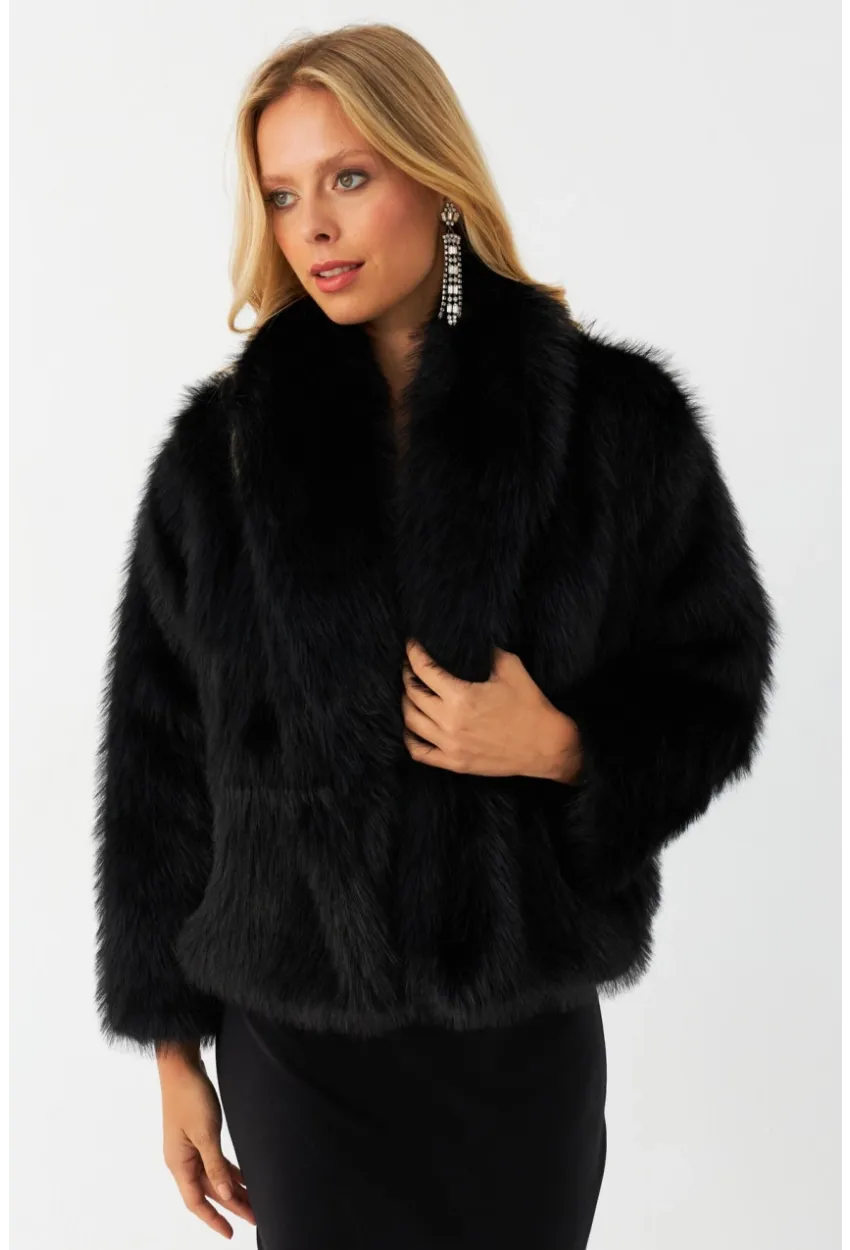 Kadın Siyah Suni Kürk ELT1227