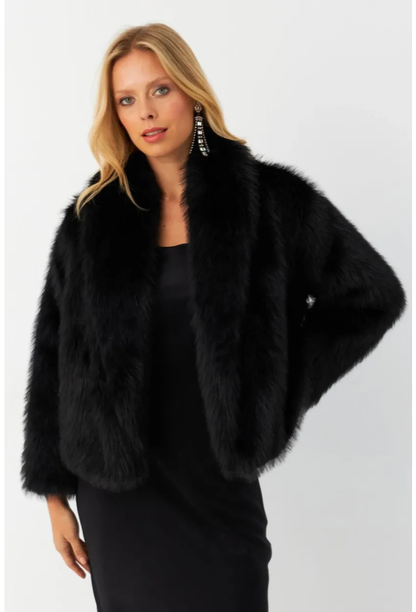 Kadın Siyah Suni Kürk ELT1227