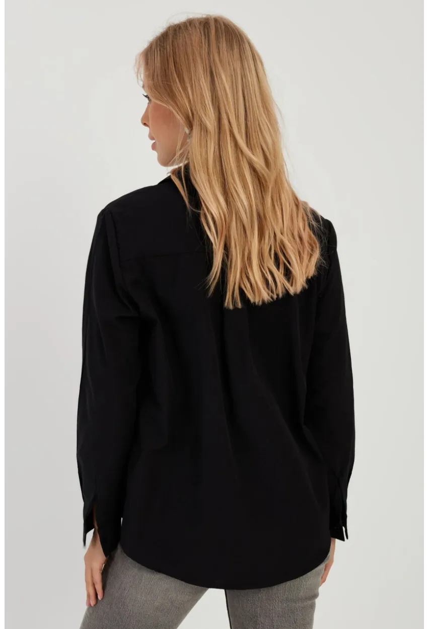 Kadın Siyah Taş Detaylı Gömlek ZER402