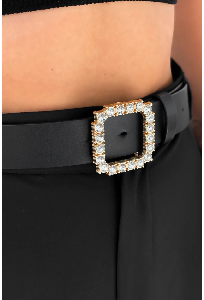 Kadın Siyah Taşlı Kemer BE670