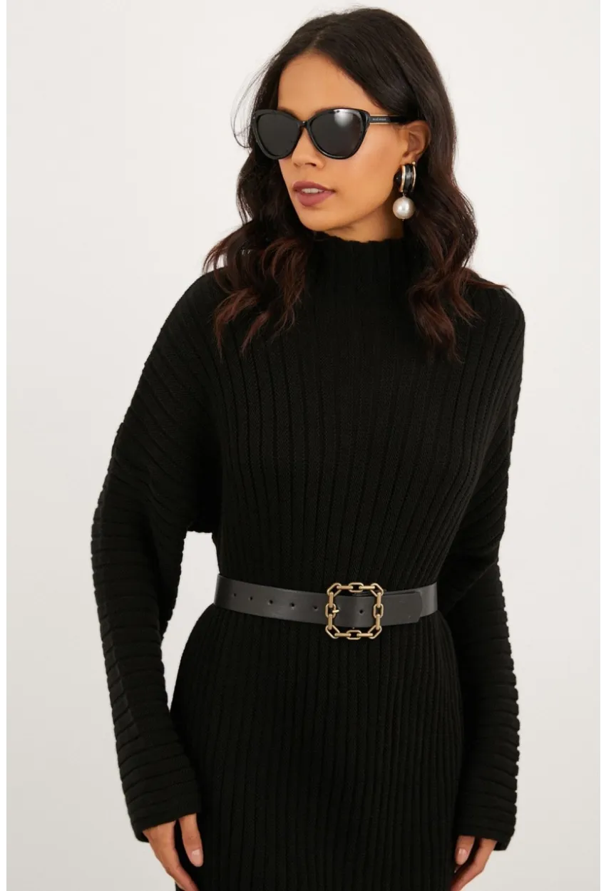 Kadın Siyah Tokalı Kemer BE589