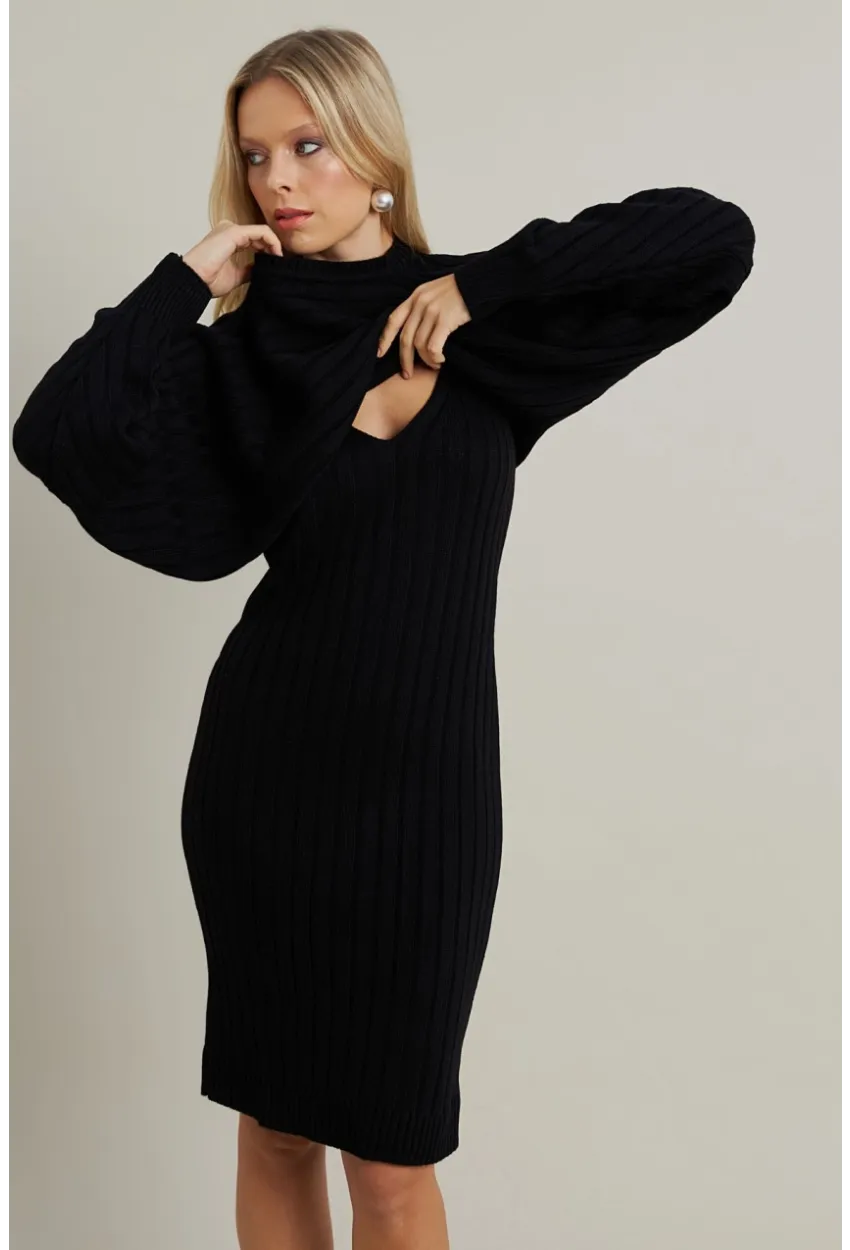 Kadın Siyah Triko İkili Takım ELT12014