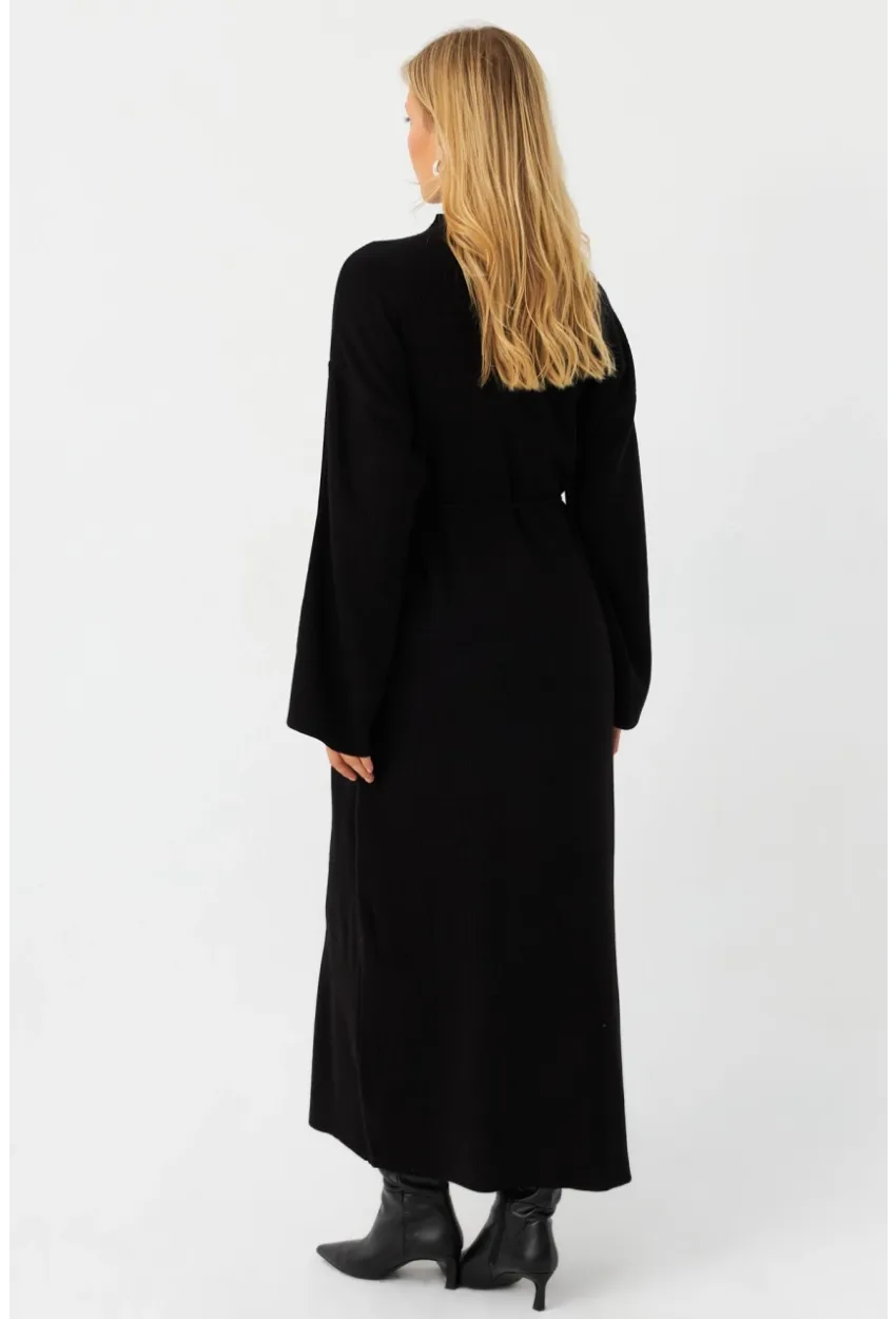 Kadın Siyah Triko Maxi Elbise MTC3367