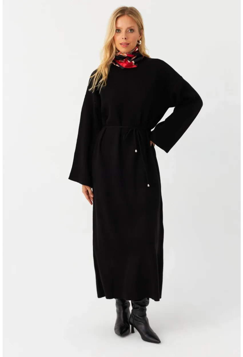 Kadın Siyah Triko Maxi Elbise MTC3367