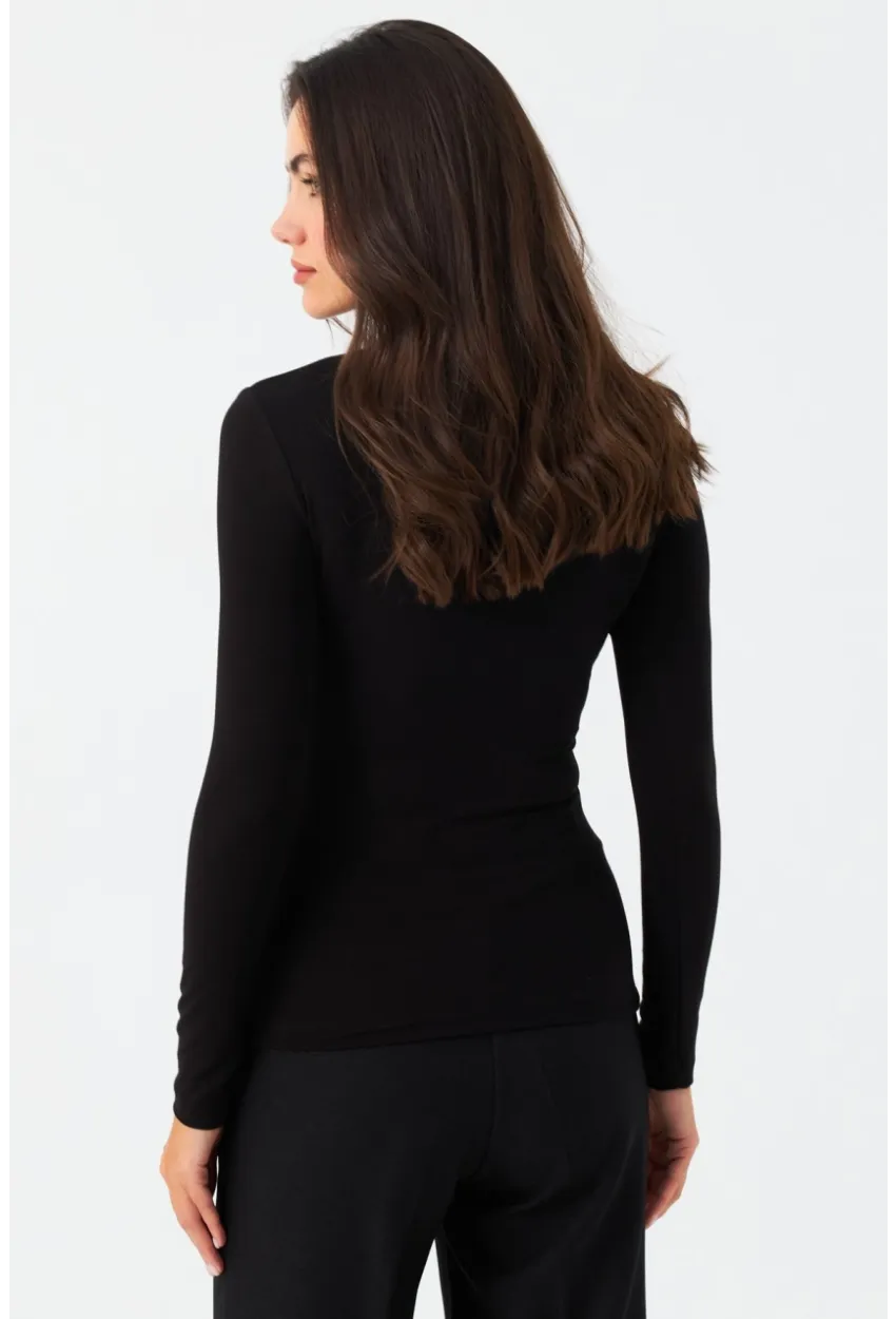 Kadın Siyah Tül Detaylı Bluz EY2977