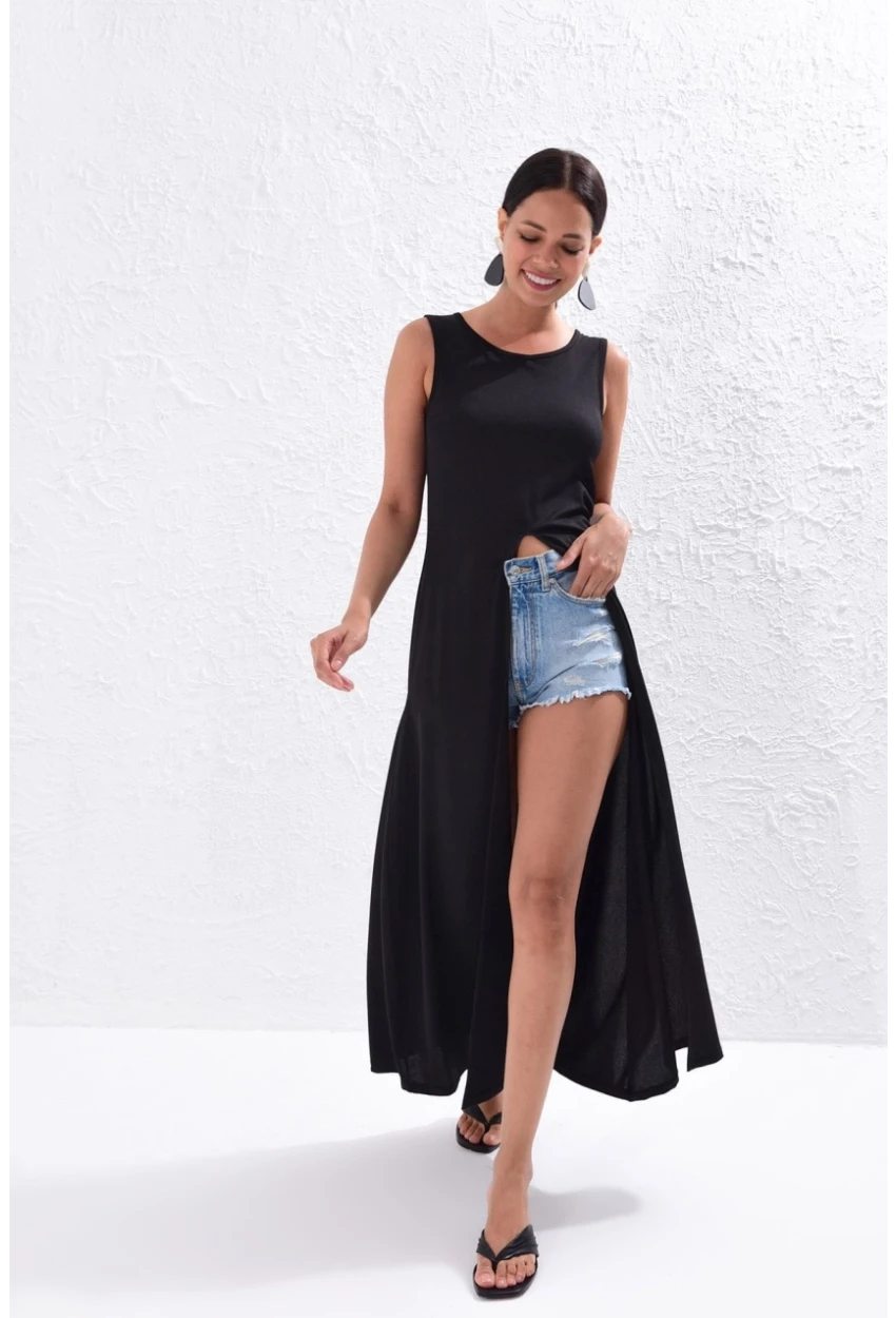 Kadın Siyah Uzun Tunik Elbise Yİ1823