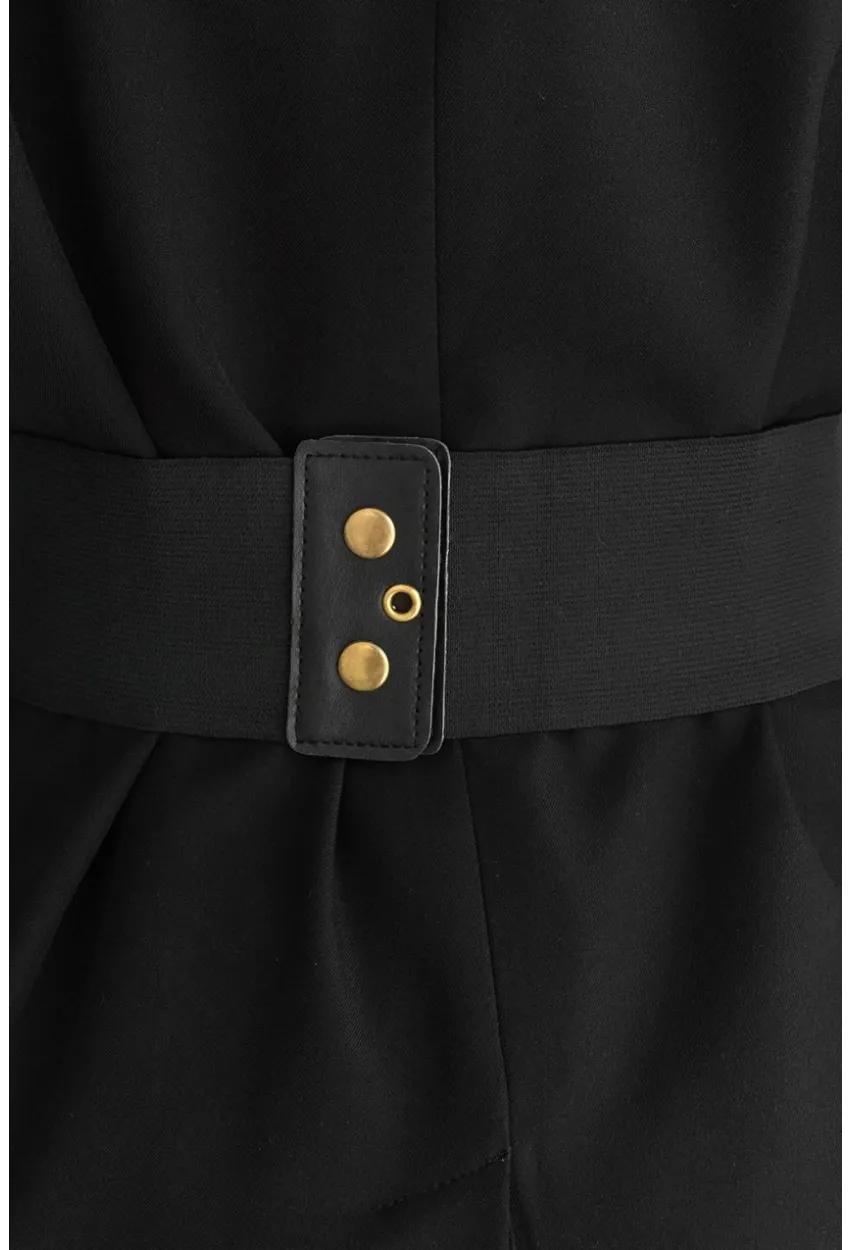 Kadın Siyah Zincirli Lastikli Kemer BE661