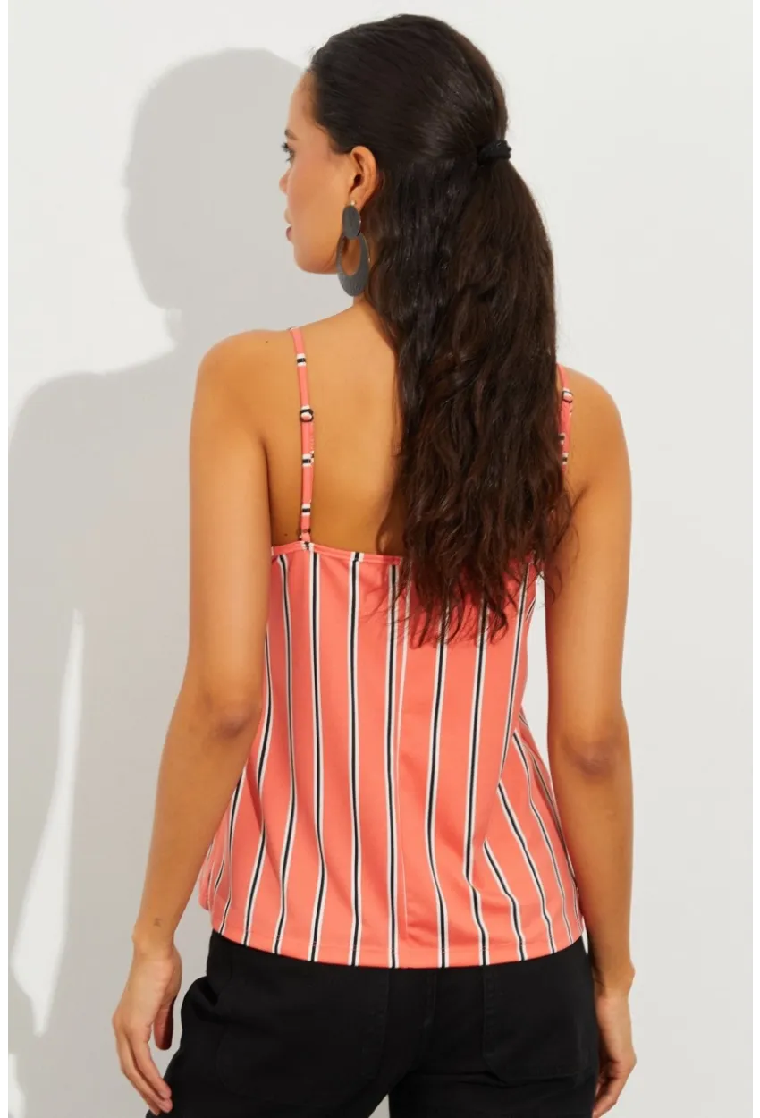 Kadın Somon Dantelli Çizgili Atlet LPP1223