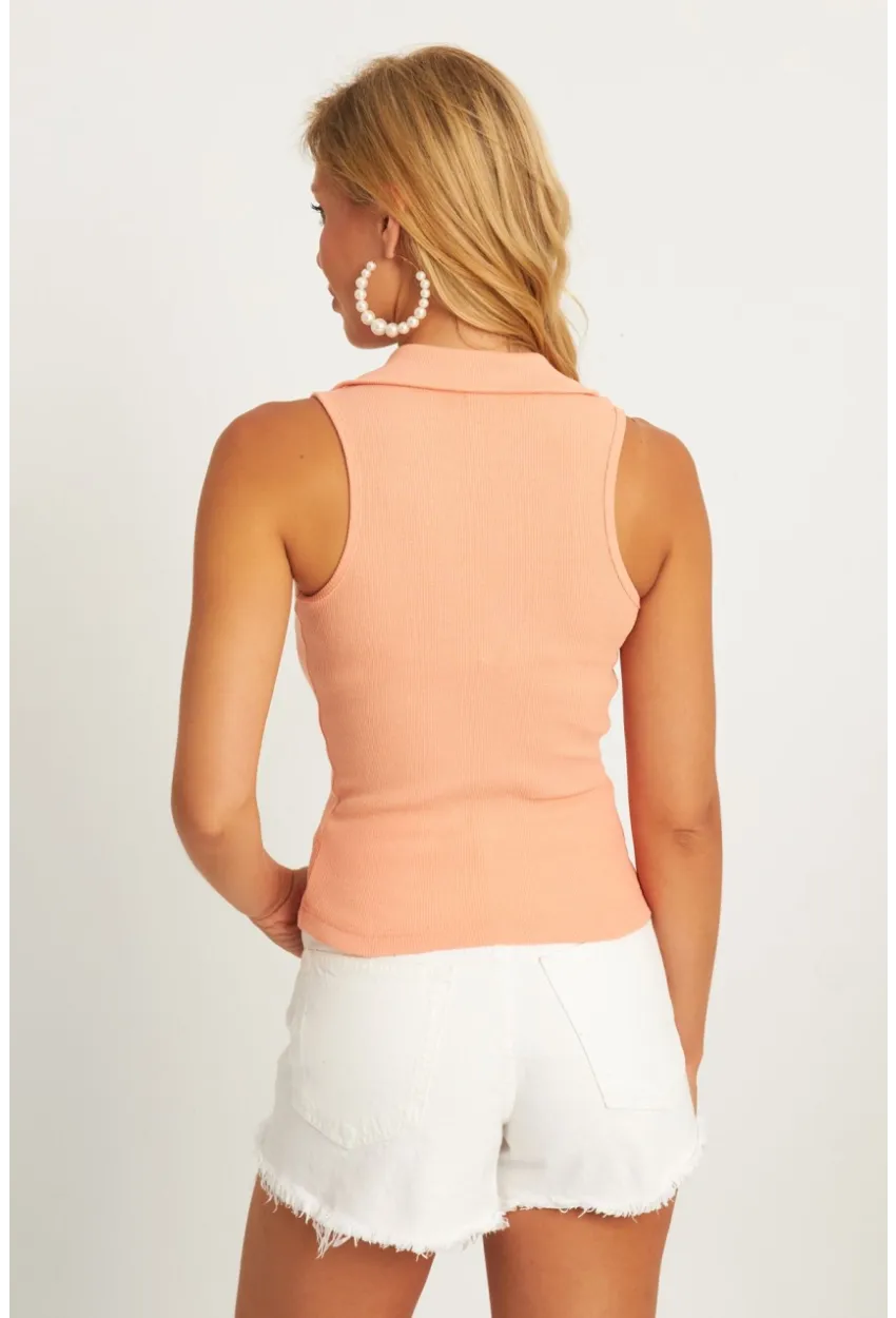 Kadın Somon Polo Yaka Kaşkorse Bluz MK10