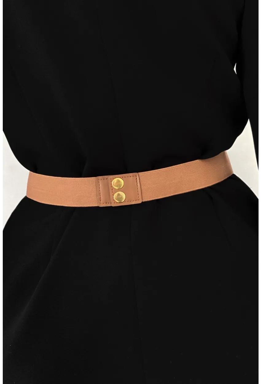 Kadın Taba Lastikli Gold Tokalı Kemer BE663