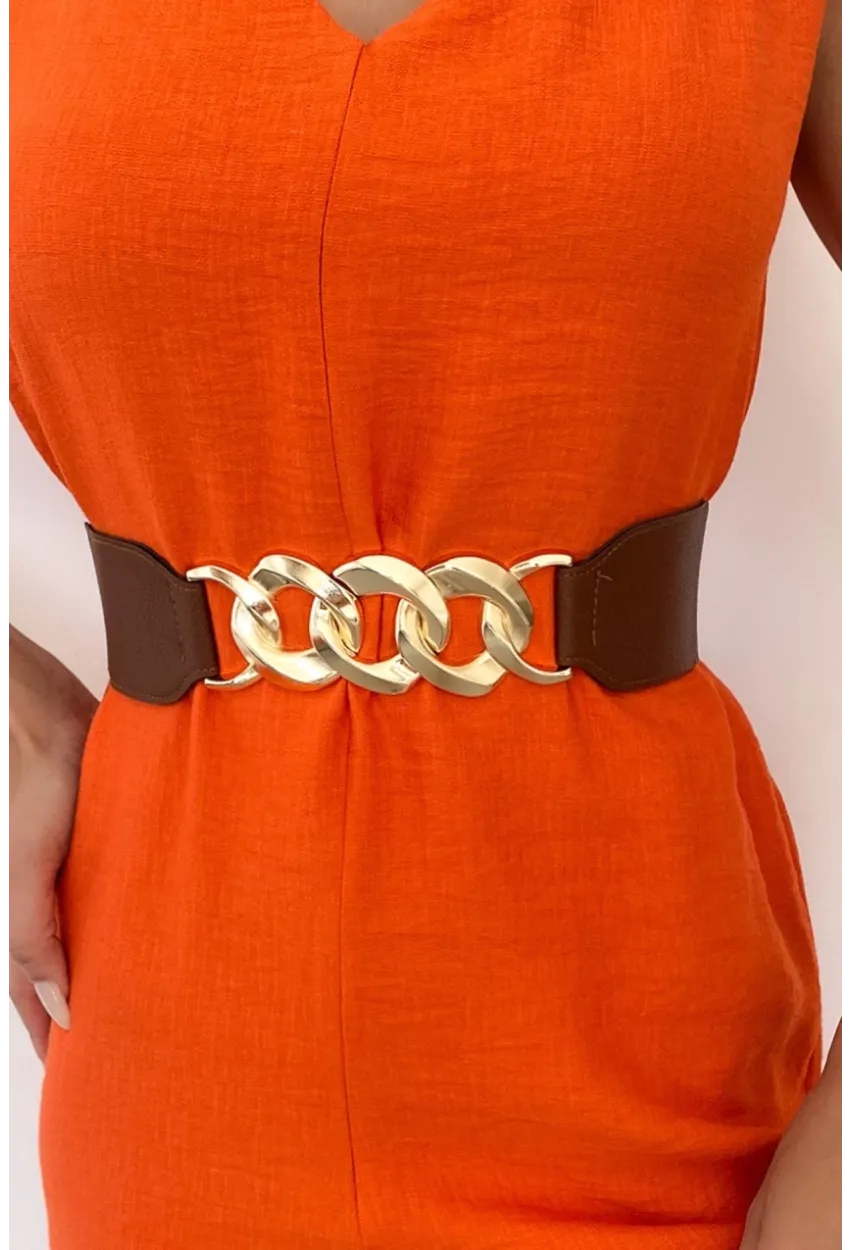 Kadın Taba Zincirli Lastikli Kemer BE639