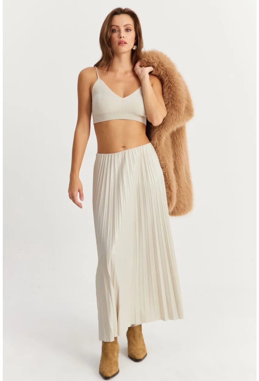 Kadın Taş Beli Lastikli Pilise Etek GÇ190