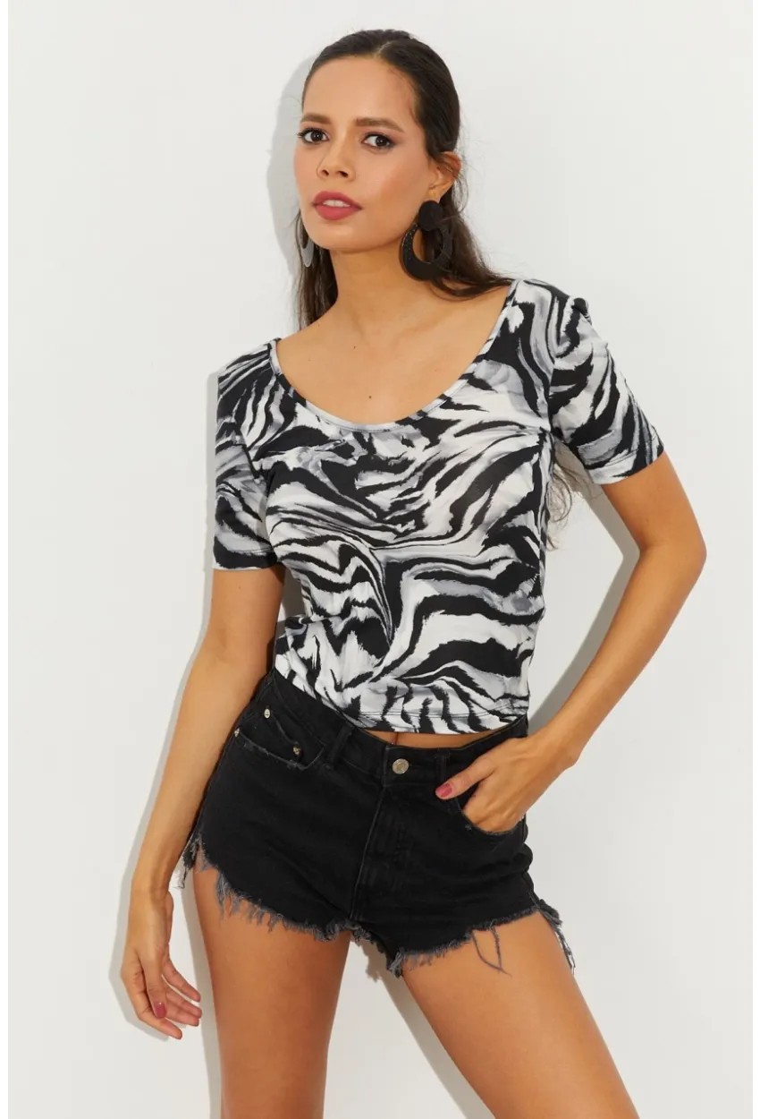 Kadın Taş Desenli Bluz LPP1224