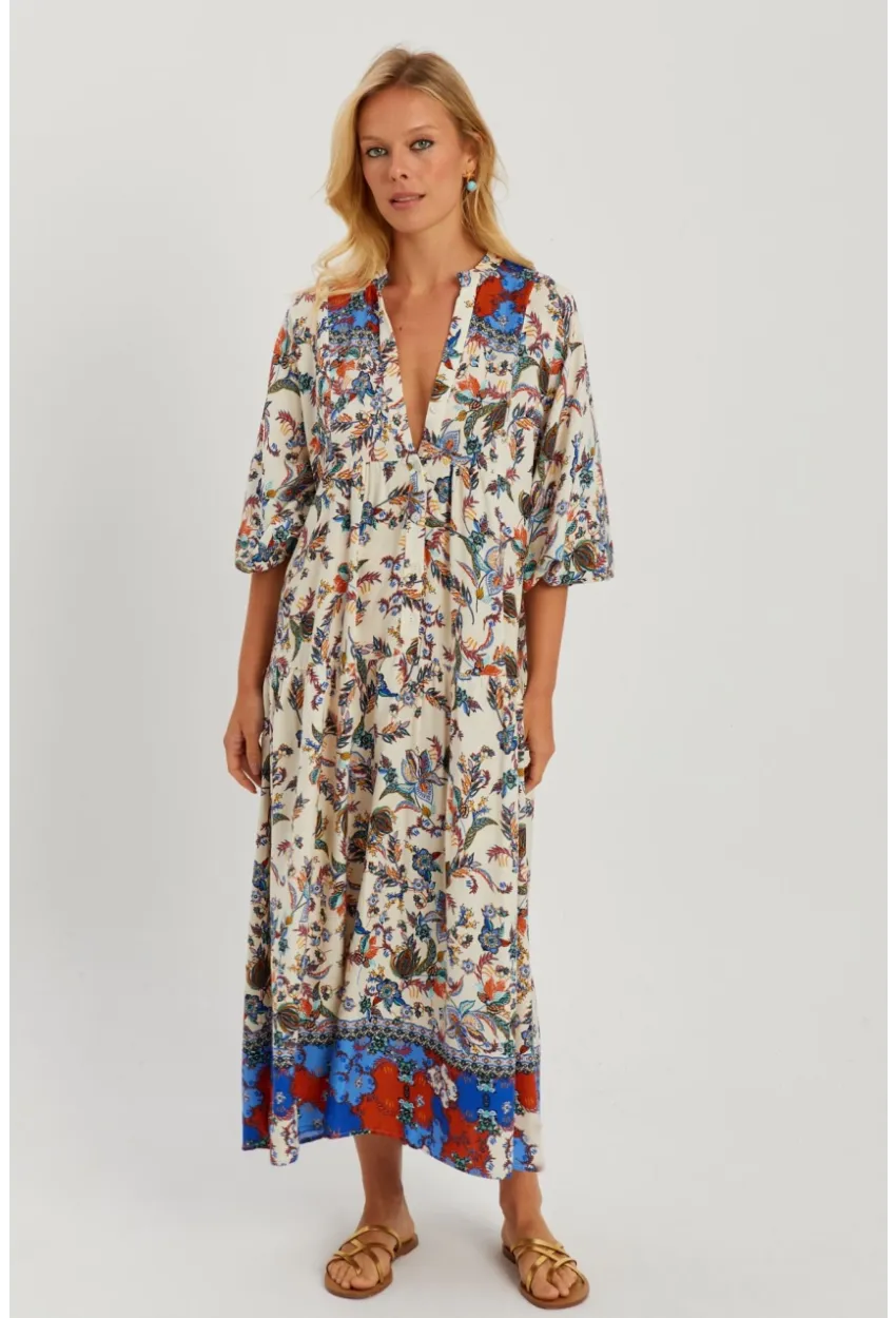 Kadın Taş Desenli Salaş Maxi Elbise GÇ166