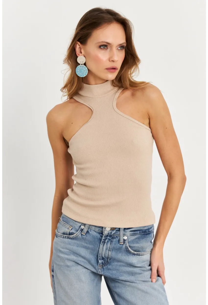 Kadın Taş Halter Yaka Kaşkorse Bluz EY1454