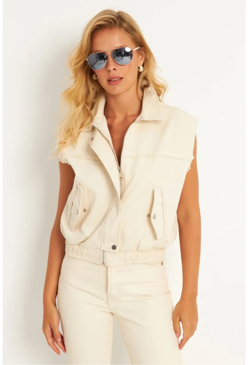 Kadın Taş Keten Ceket ELA3108