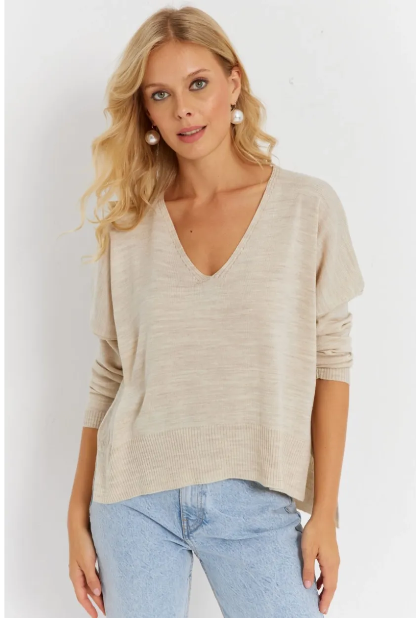 Kadın Taş Önü Kısa Triko Kazak YİL551