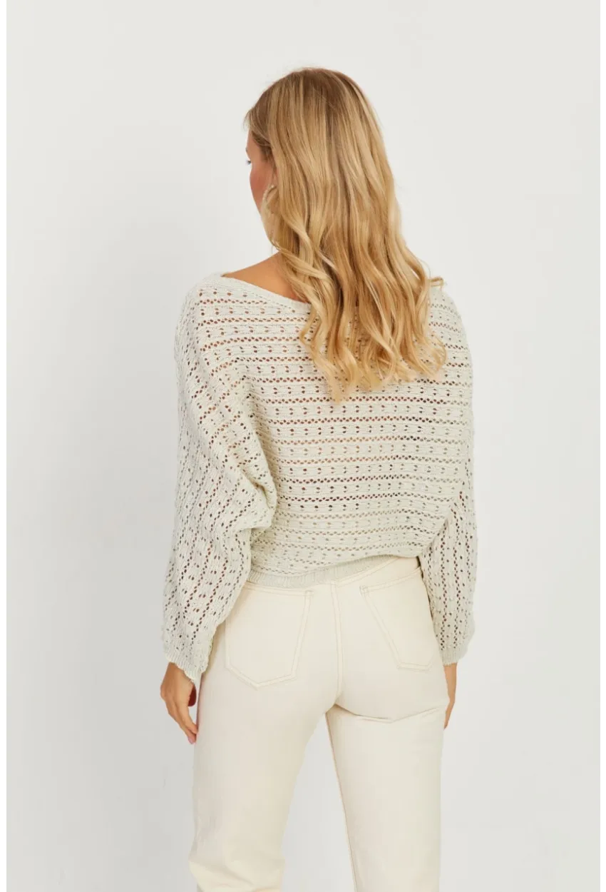 Kadın Taş Simli Ajurlu Triko Bluz YZ403