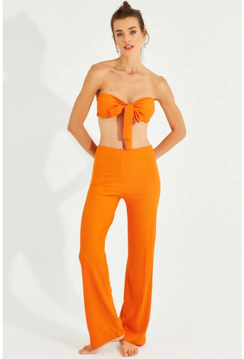 Kadın Turuncu Büstiyerli Pantolon Takım YEL221225