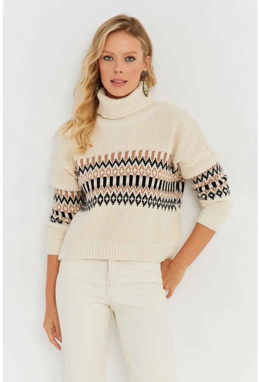 Kadın Vanilya Balıkçı Triko Kazak YZ527