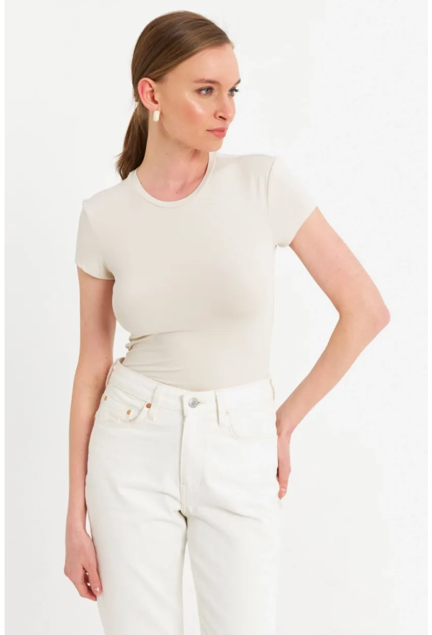 Kadın Vanilya Basic T-Shirt FLS07