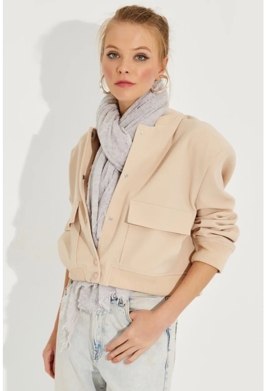 Kadın Vanilya Bomber Ceket QRS8375
