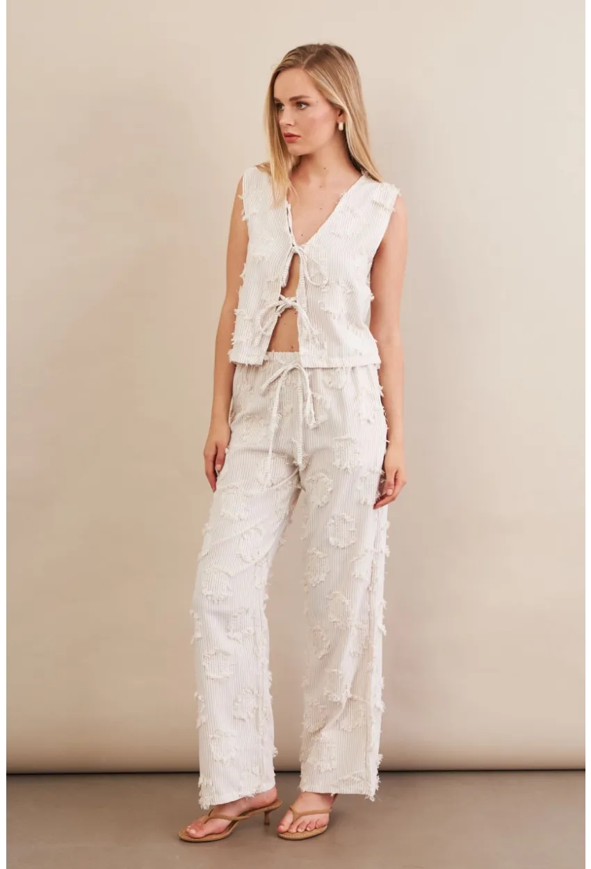 Kadın Vanilya Çizgili Püsküllü Alt Üst Takım MOD2517