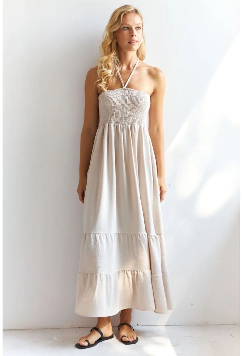 Kadın Vanilya Gipeli Midi Elbise SF12813